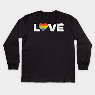 Love LGBT Rainbow Heart Kids Long Sleeve T-Shirt